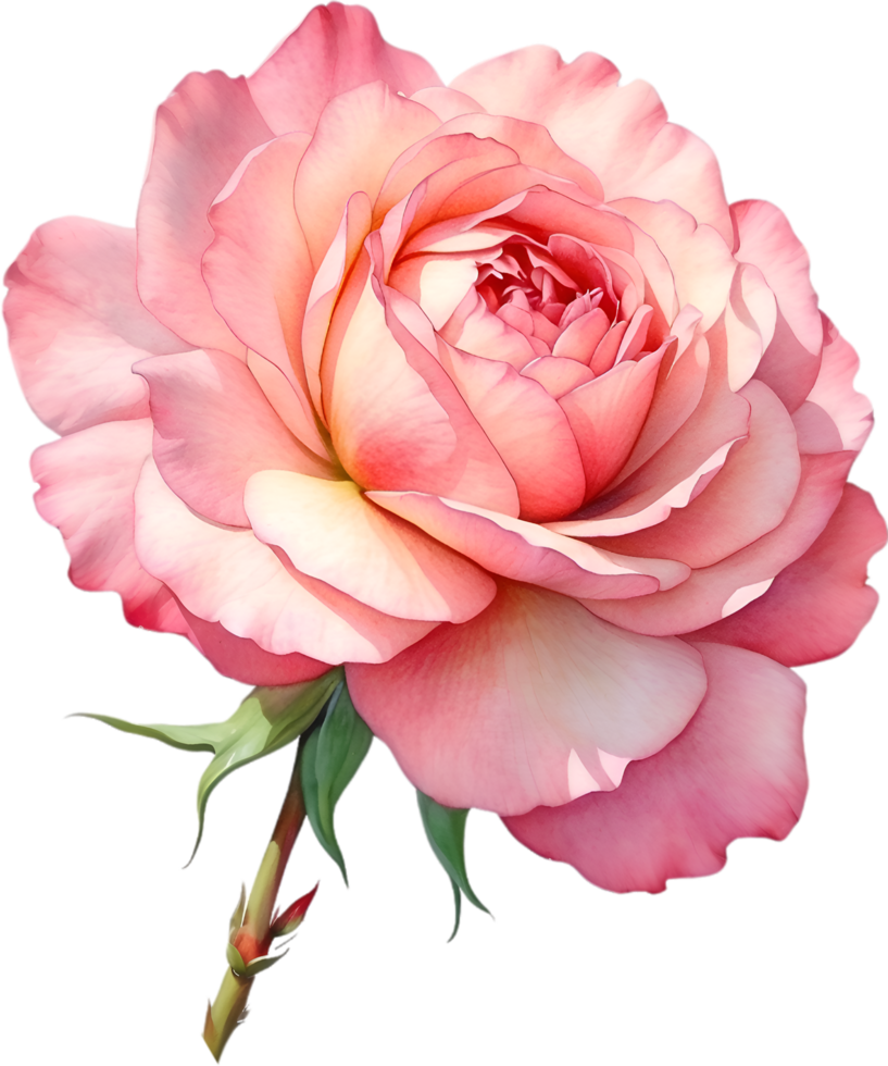 AI generated Watercolor Chinese Rose flower. AI-Generated. png