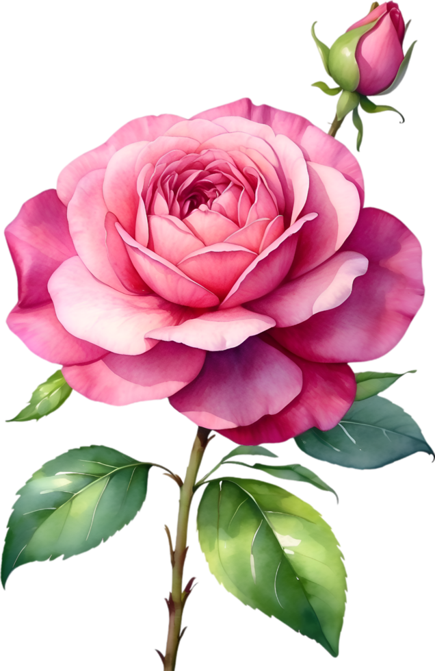 AI generated Watercolor Chinese Rose flower. AI-Generated. png