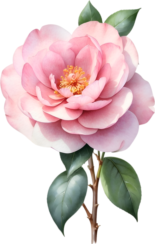 AI generated Watercolor Camellia flower. AI-Generated. png