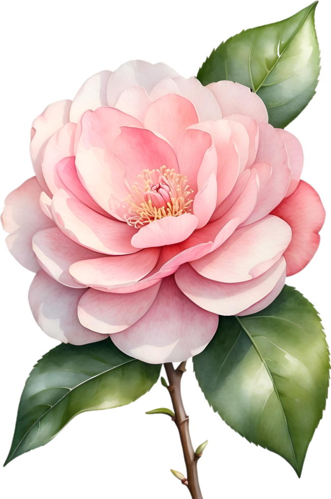 AI generated Watercolor Camellia flower. AI-Generated. png