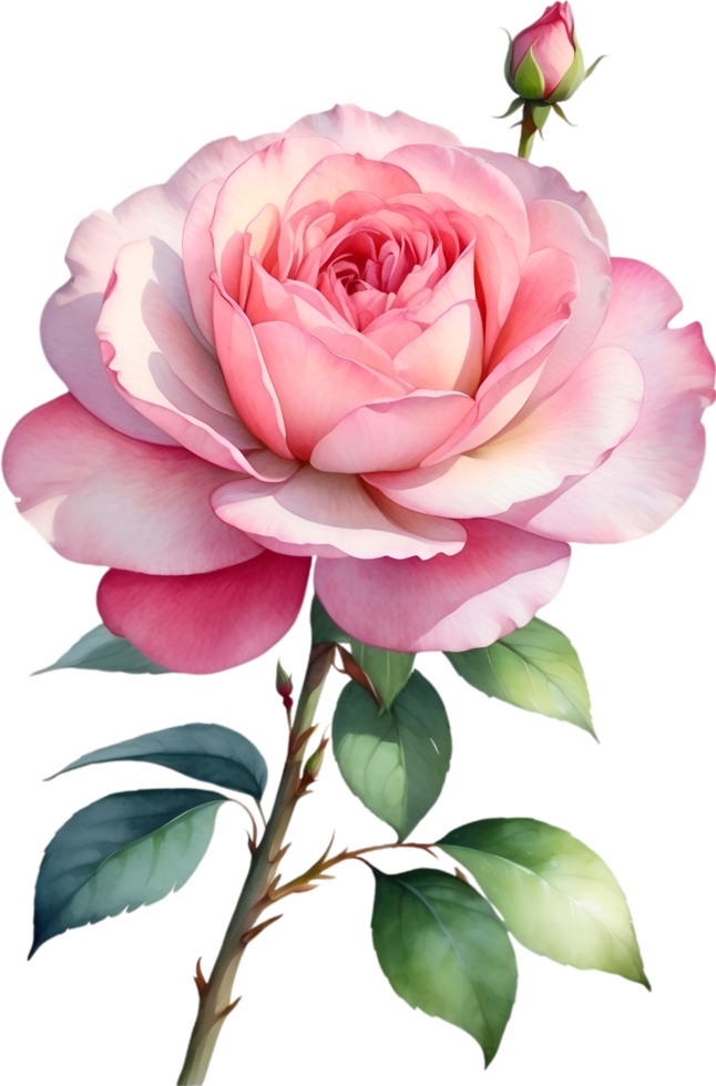 AI generated Watercolor Chinese Rose flower. AI-Generated. png