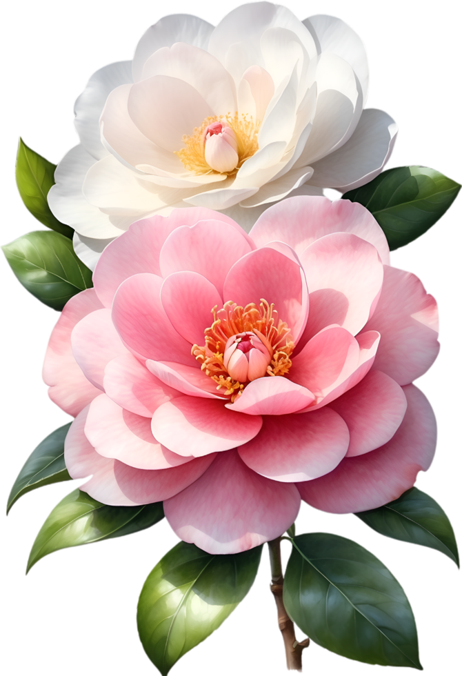 AI generated Watercolor Camellia flower. AI-Generated. png