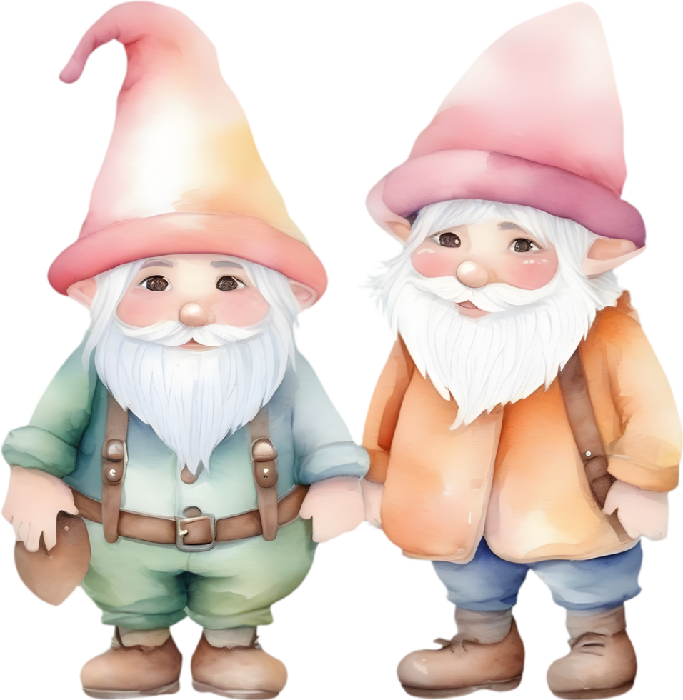 AI generated Cute gnome watercolor painting. Ai-generated. png