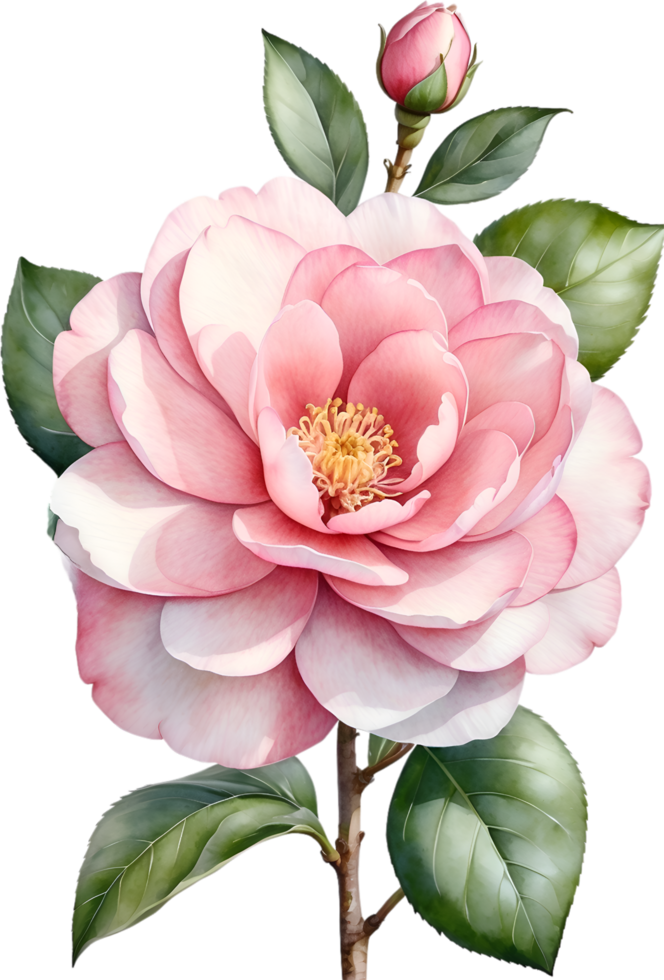 AI generated Watercolor Camellia flower. AI-Generated. png