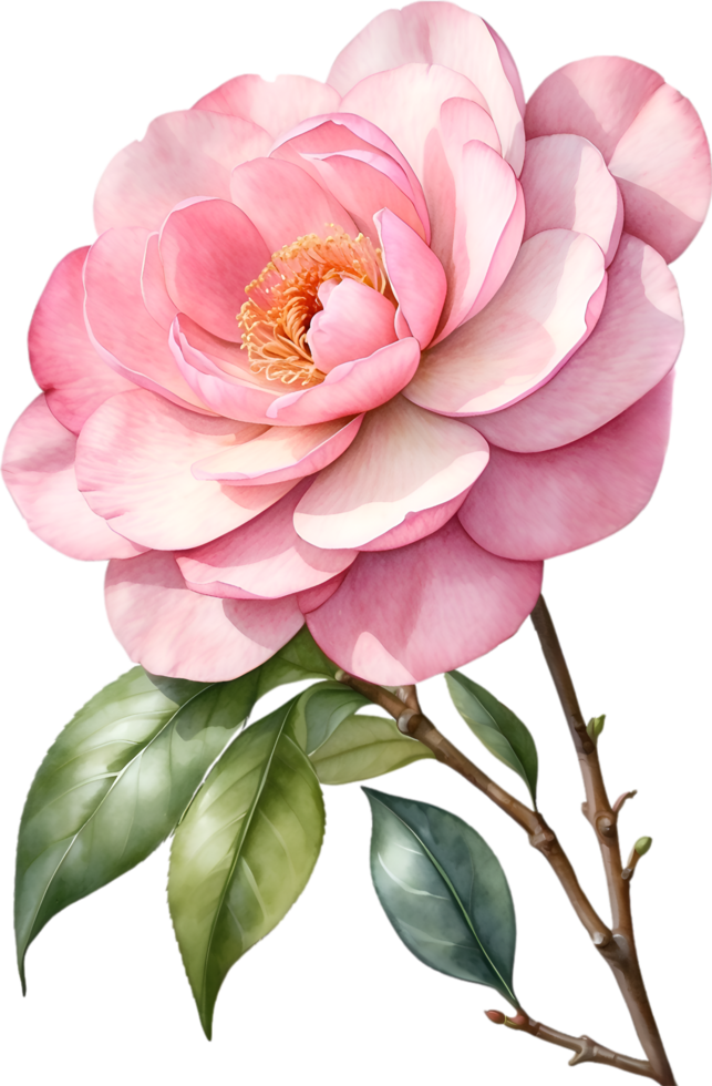 AI generated Watercolor Camellia flower. AI-Generated. png