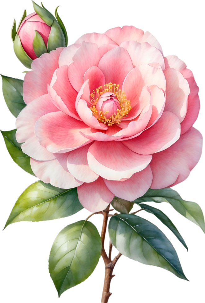 AI generated Watercolor Camellia flower. AI-Generated. png