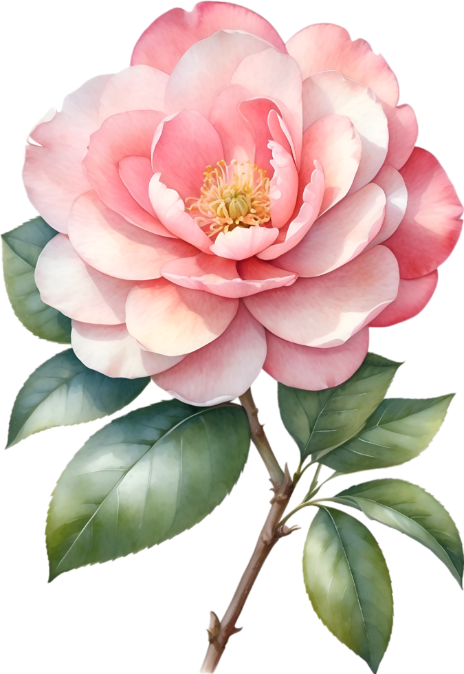 AI generated Watercolor Camellia flower. AI-Generated. png