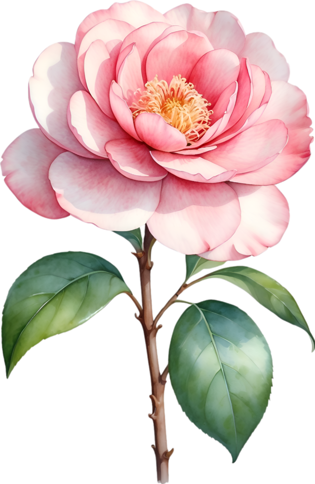 AI generated Watercolor Camellia flower. AI-Generated. png