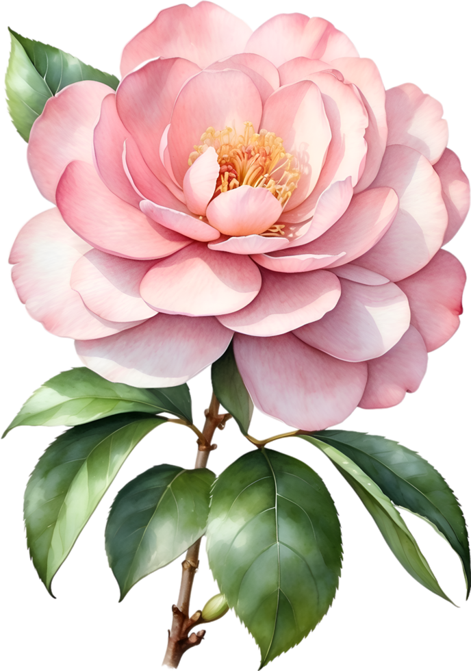 AI generated Watercolor Camellia flower. AI-Generated. png