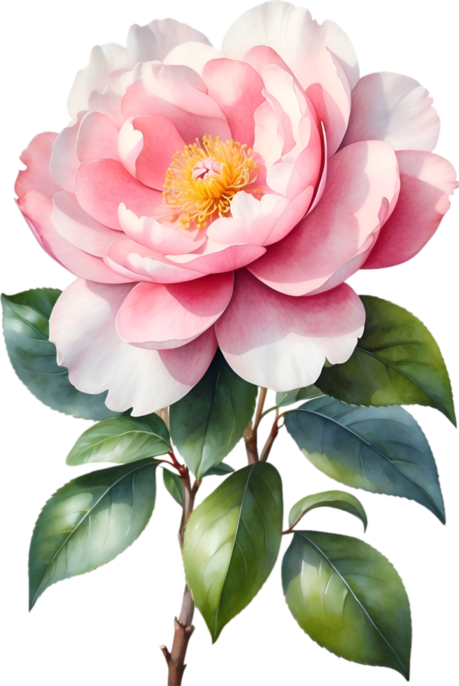 AI generated Watercolor Camellia flower. AI-Generated. png