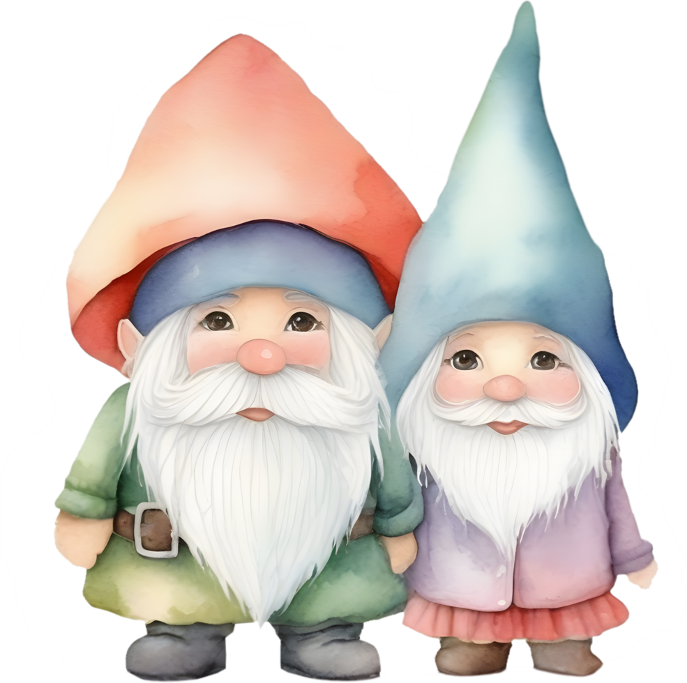 AI generated Cute gnome watercolor painting. Ai-generated. png