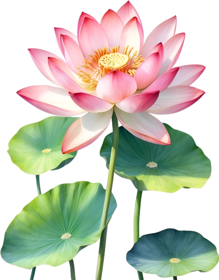 AI generated Watercolor Lotus flower. AI-Generated. png