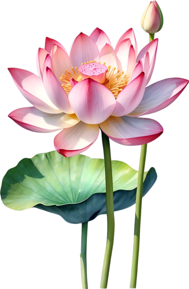 AI generated Watercolor Lotus flower. AI-Generated. png