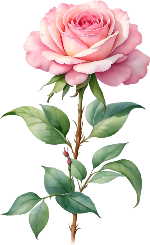 AI generated Watercolor Chinese Rose flower. AI-Generated. png