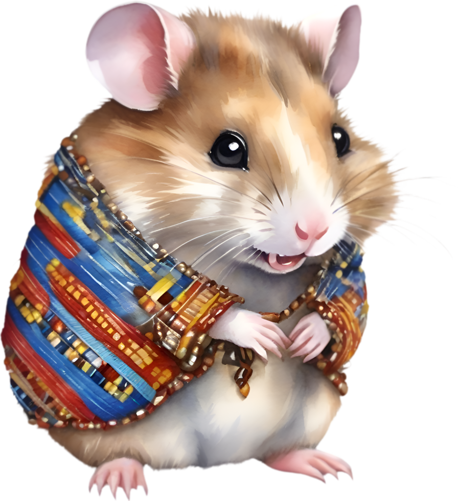 AI generated A cute Hamster in Maasai beadwork. png