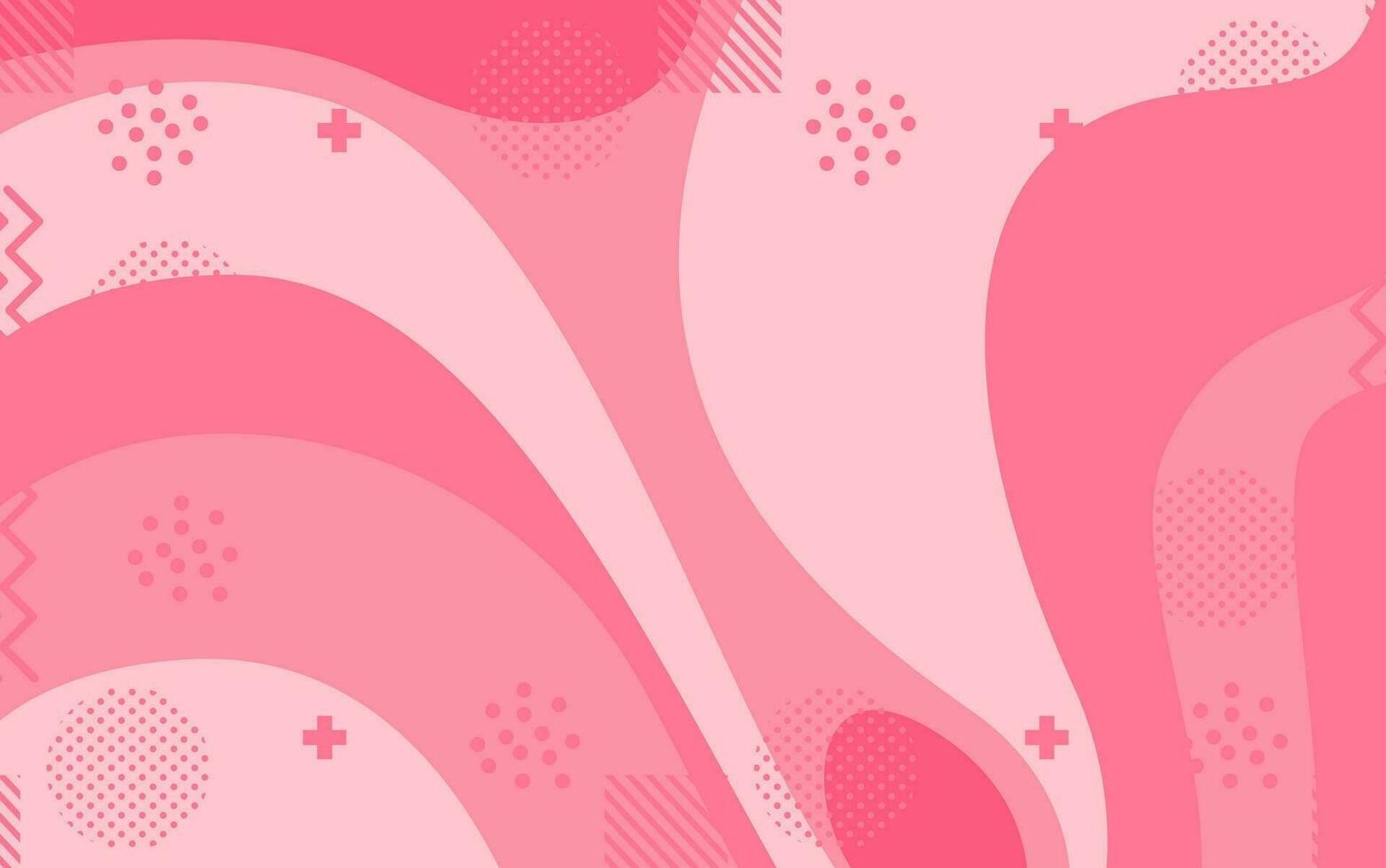 Abstract pink background wave shape design with memphis elements vector