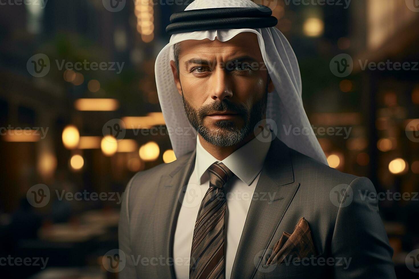 AI generated Arabian Businessman Wearing Kandora in Office photo