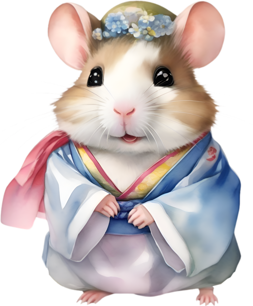 AI generated A cute Hamster in a hanbok. png