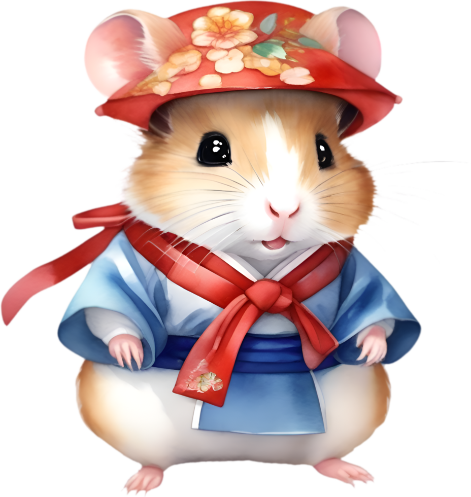 AI generated A cute Hamster in a hanbok. png