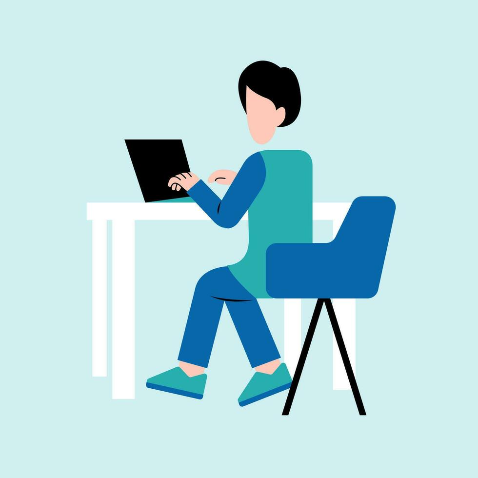 Man Working On Desk Illustration vector