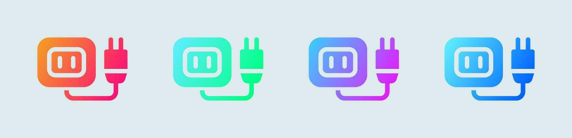 Socket solid icon in gradient colors. Power plug signs vector illustration.