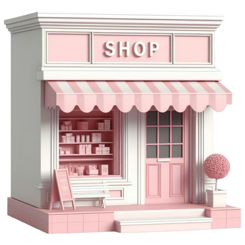 Valentine's day pink color shopping store png