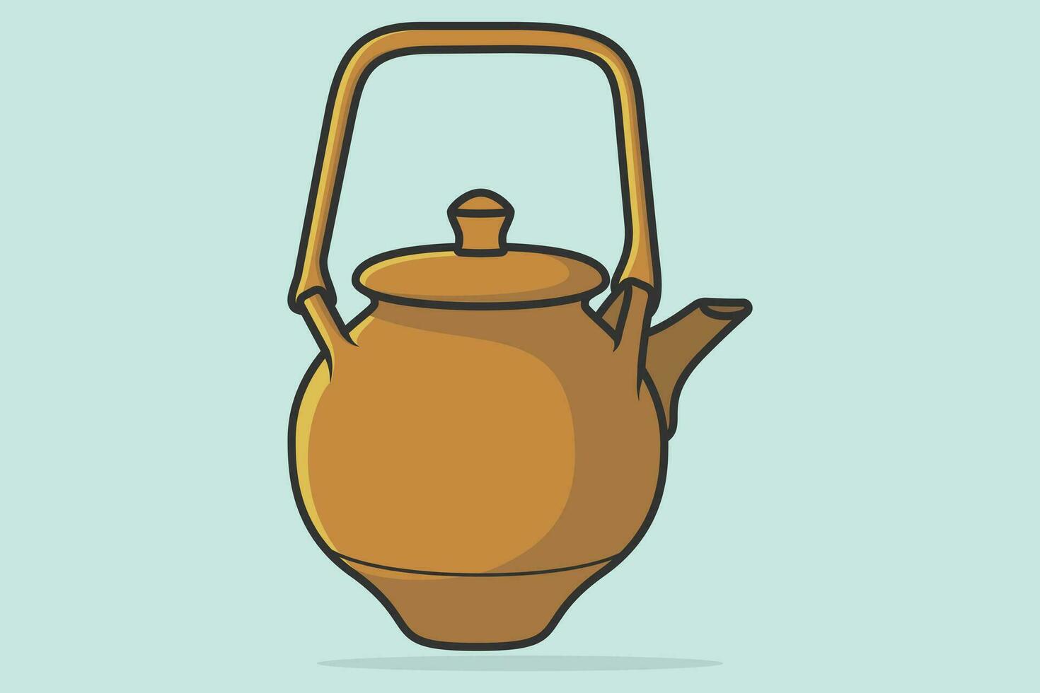 Beautiful Tea Kettle vector illustration. Kitchen interior object icon concept. Breakfast Teapot with closed lid icon design on blue background.