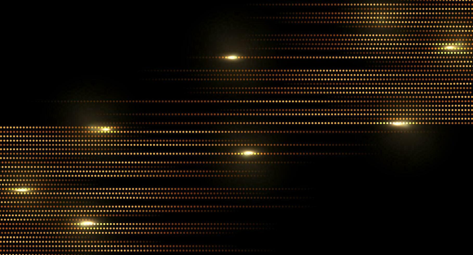 Golden dotted lines with glowing lights abstract tech background vector