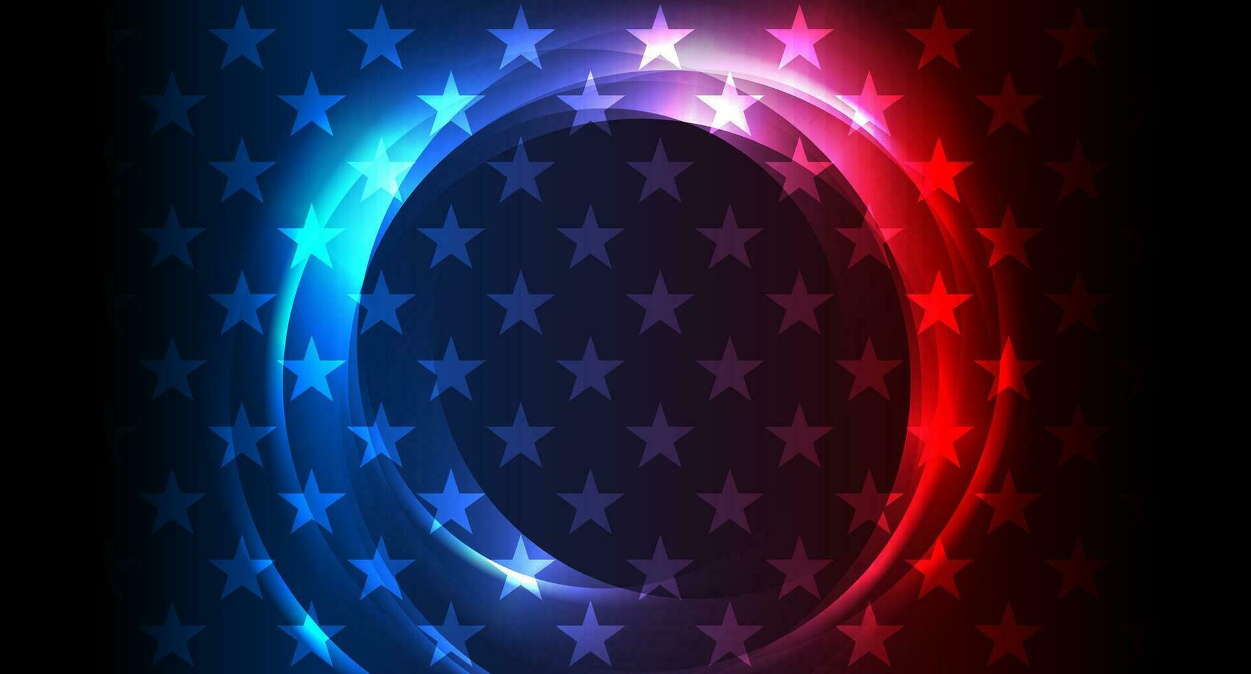 Blue red glowing USA flag abstract background vector
