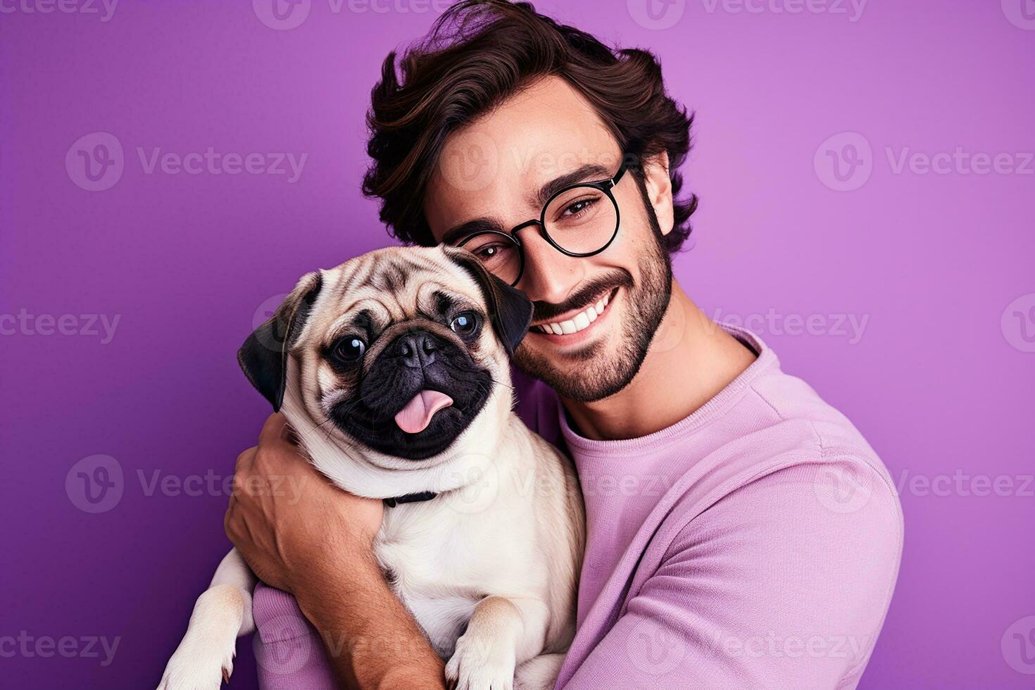 AI generated a man with his dog isolated background photo