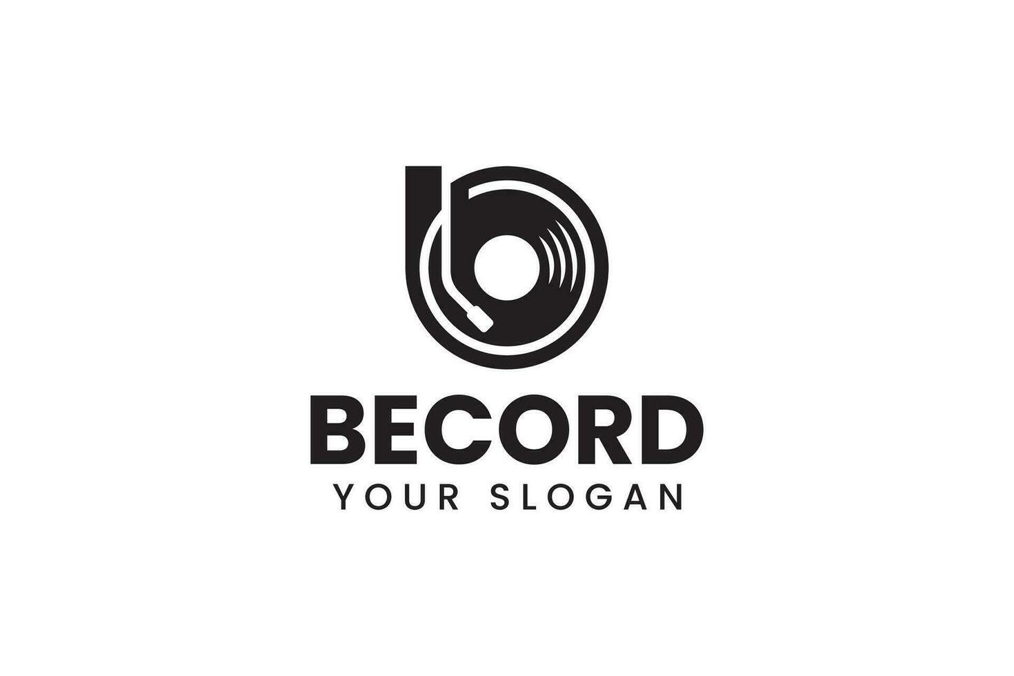 letter b music with record vinyl shape logo design for entertainment vector