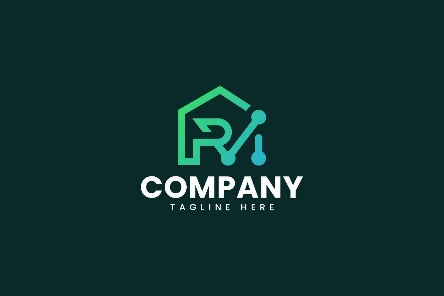 letter R M with home and tech element logo design for business and consulting company vector