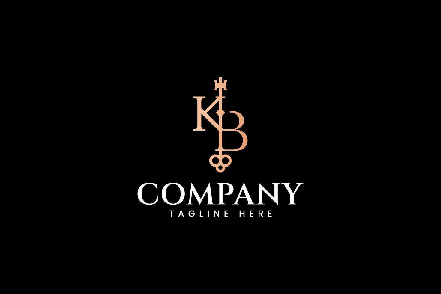 K B initial with classic key shape  elegant logo design for real estate and property company vector