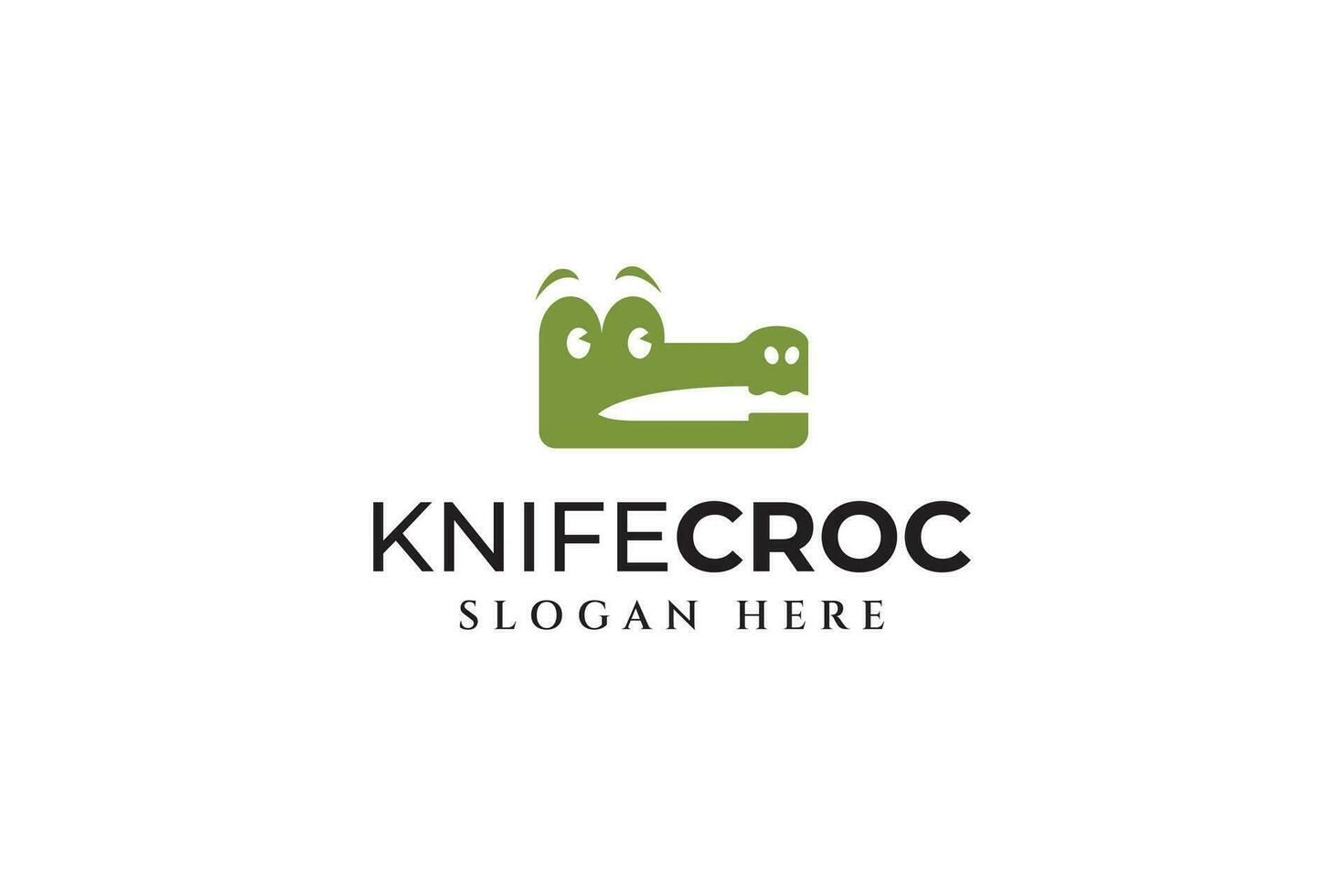 crocodile head with negative space knife modern logo design template vector