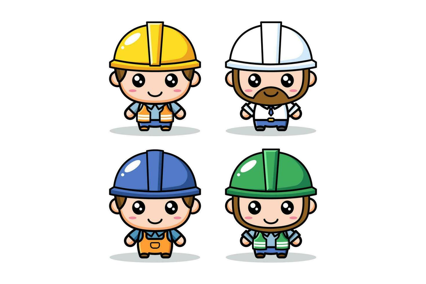 male industrial engineer worker  cute characters illustration for mascot business and element vector