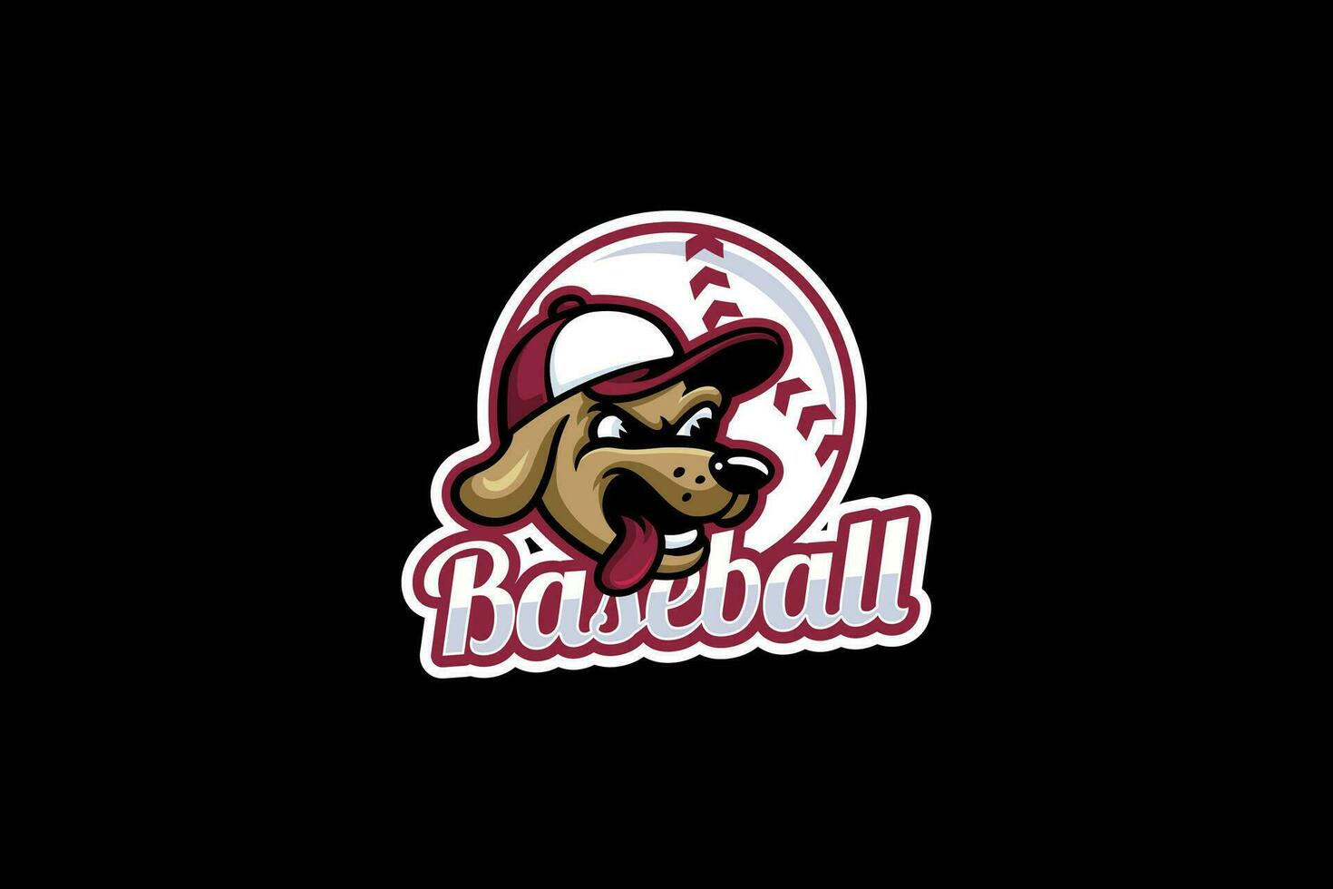 perrito perro cabeza con béisbol elemento mascota logo para béisbol o sofbol equipo deporte vector