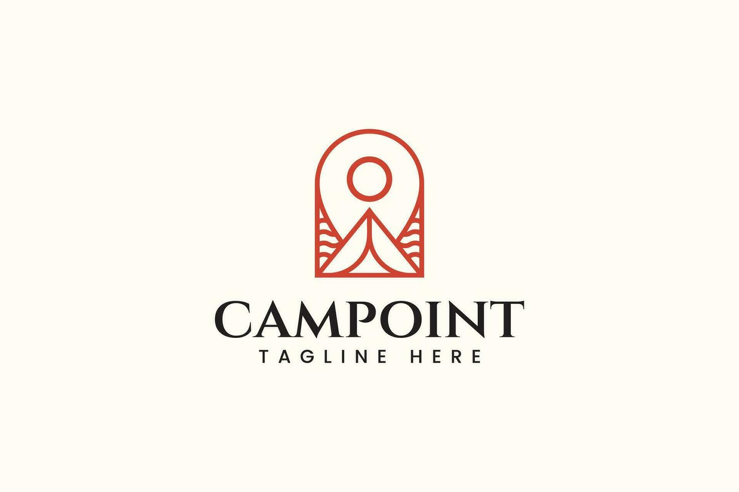camp point adventure line style modern logo design template vector
