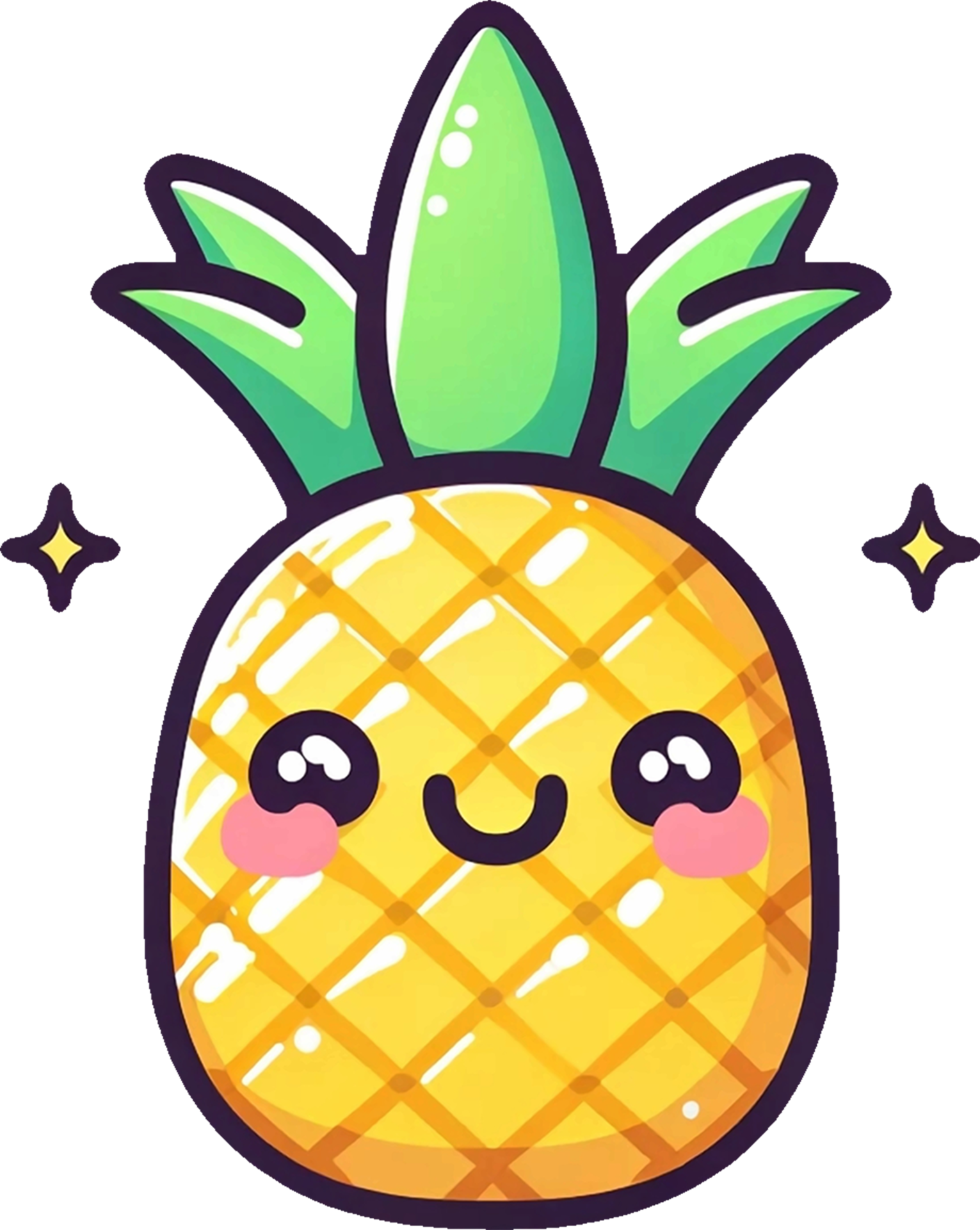 AI generated Kawaii Fruits cartoon clipart illustrations. This