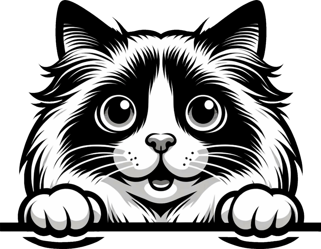 AI generated Cute black and white peeking cat Png.This Design use your own prints and many other task png