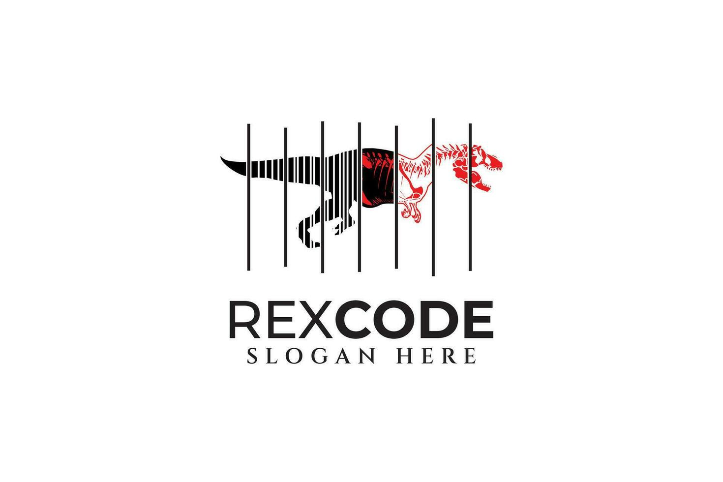 t-rex x-ray scan code modern logo design template vector