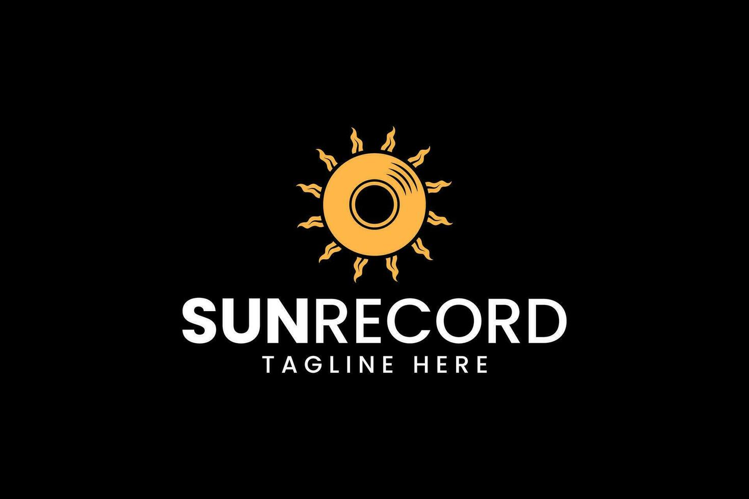 music disk with sun shape modern logo for entertainment business vector