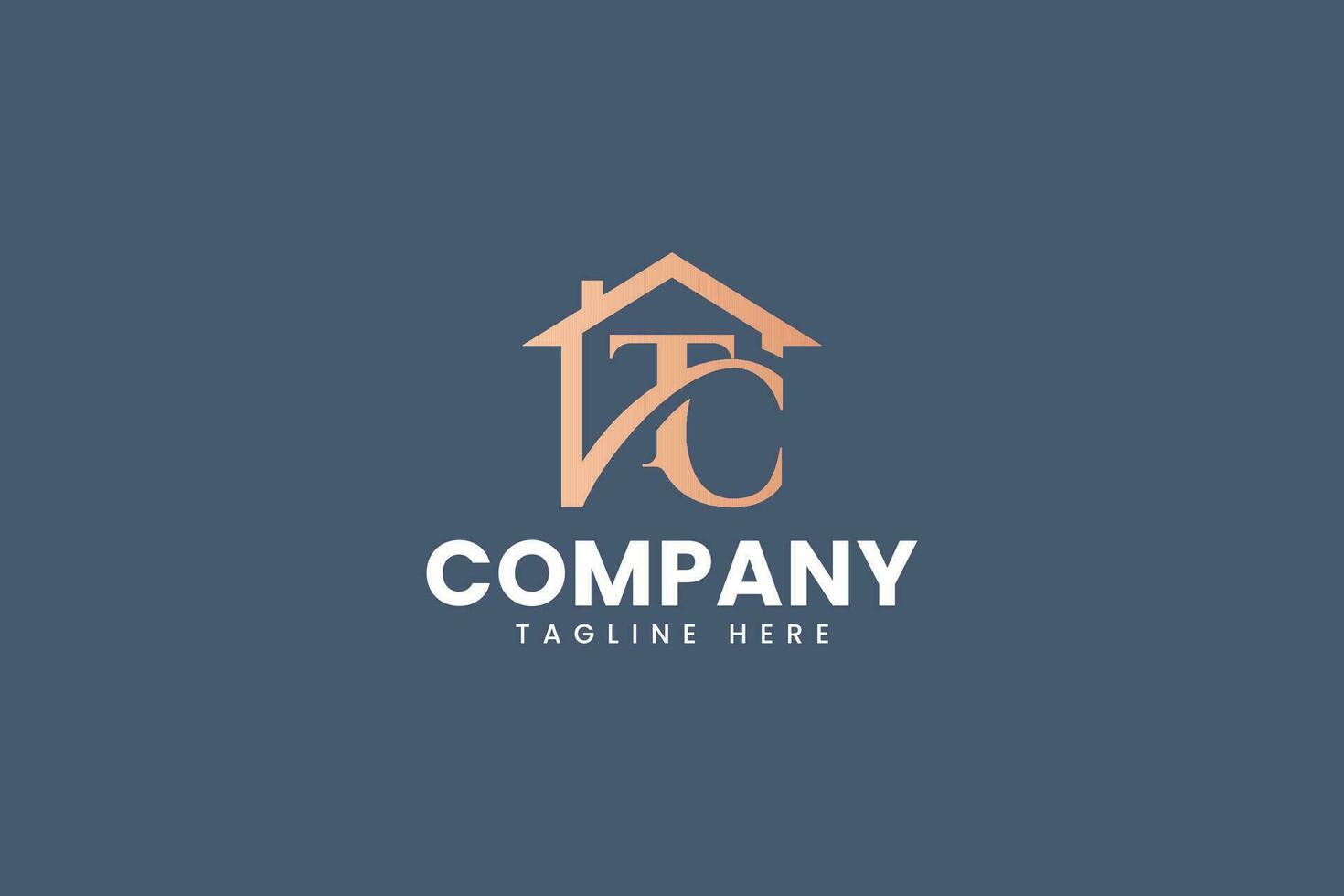 letter T C with home element elegant logo design for real estate and property company vector