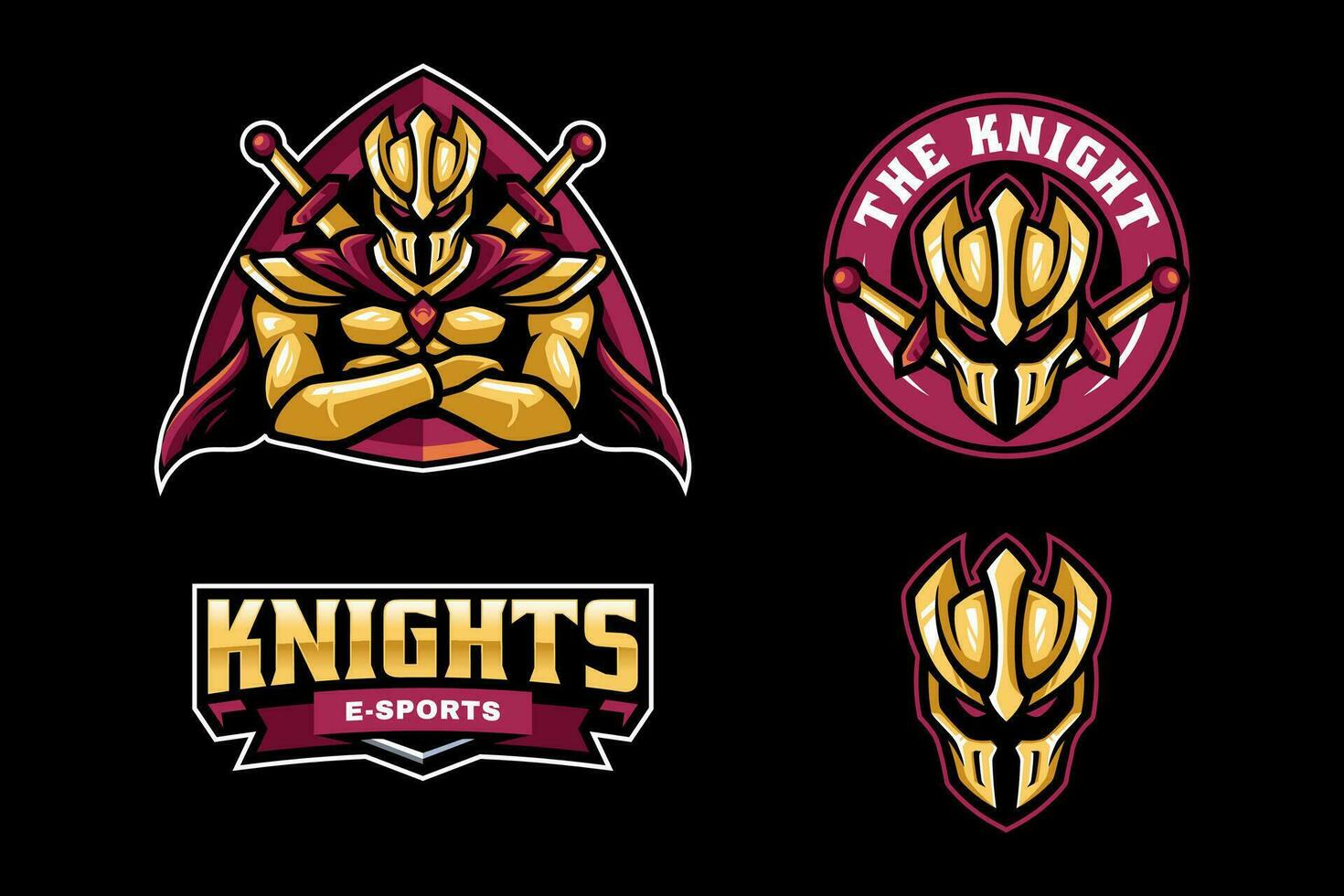 knight gold iron mascot logo template  for sport gaming team vector