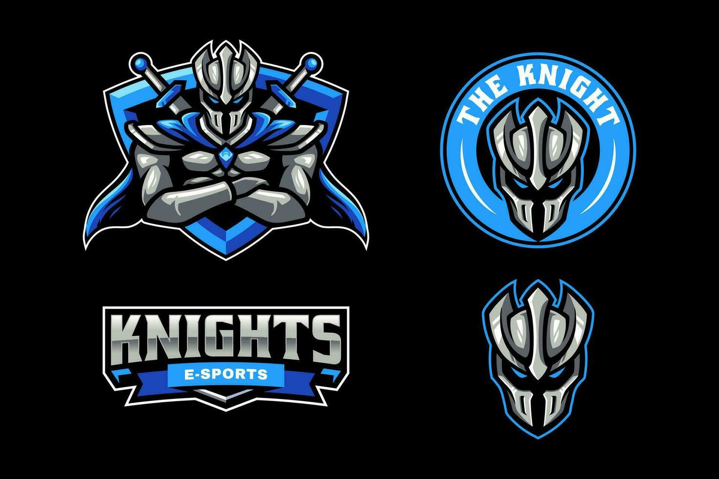 knight sliver iron mascot logo template  for sport gaming team vector