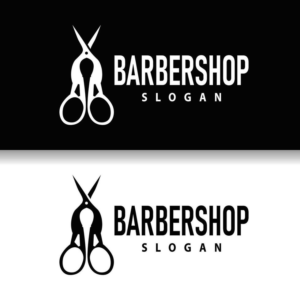 Scissors logo design vintage old simple barber cutting tool black silhouette illustration vector