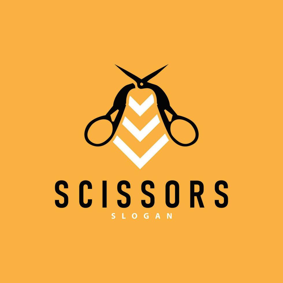 Scissors logo design vintage old simple barber cutting tool black silhouette illustration vector