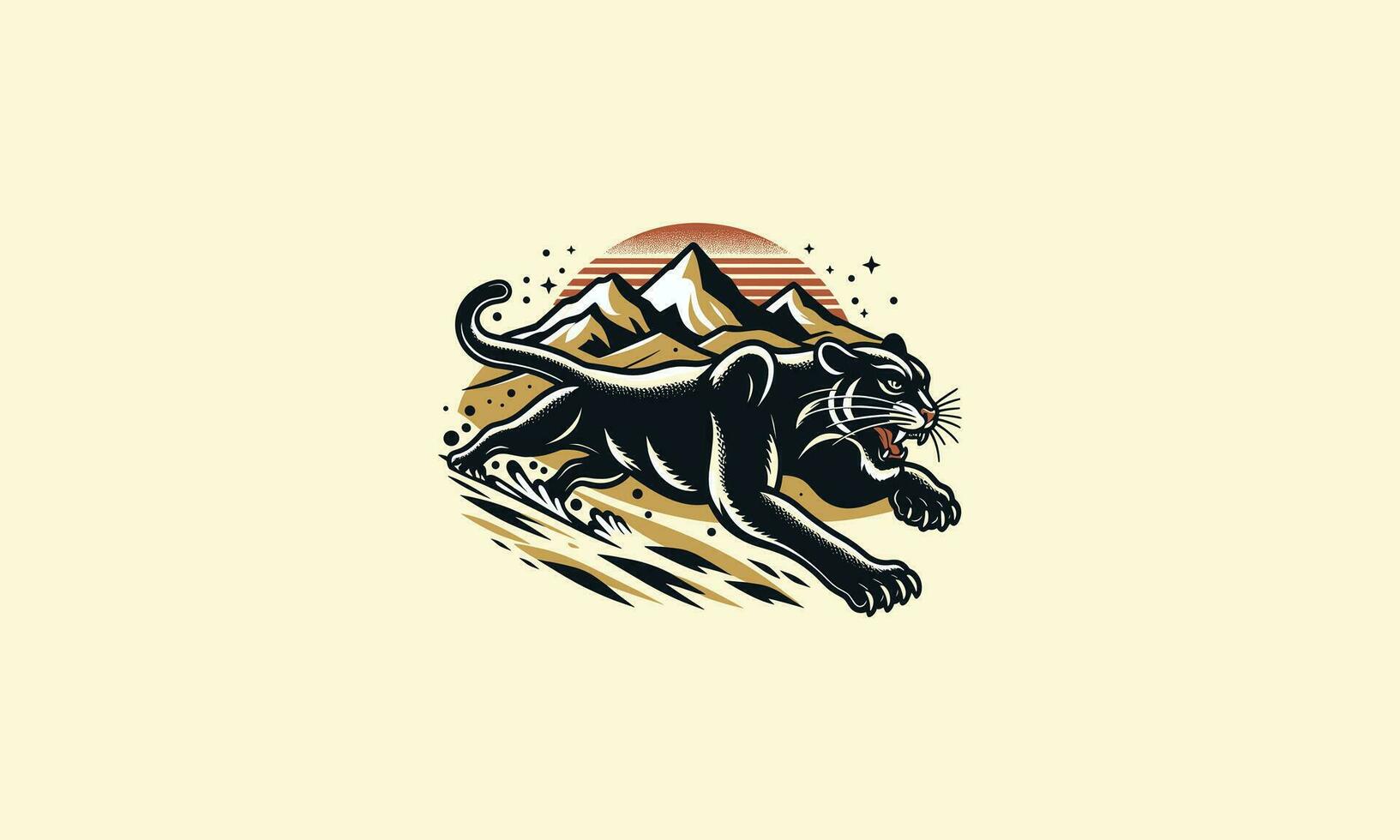 running panther on mountain vector mascot design