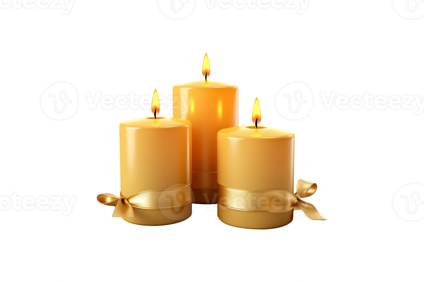 AI generated Golden Burning Candles isolated on transparent background, AI png