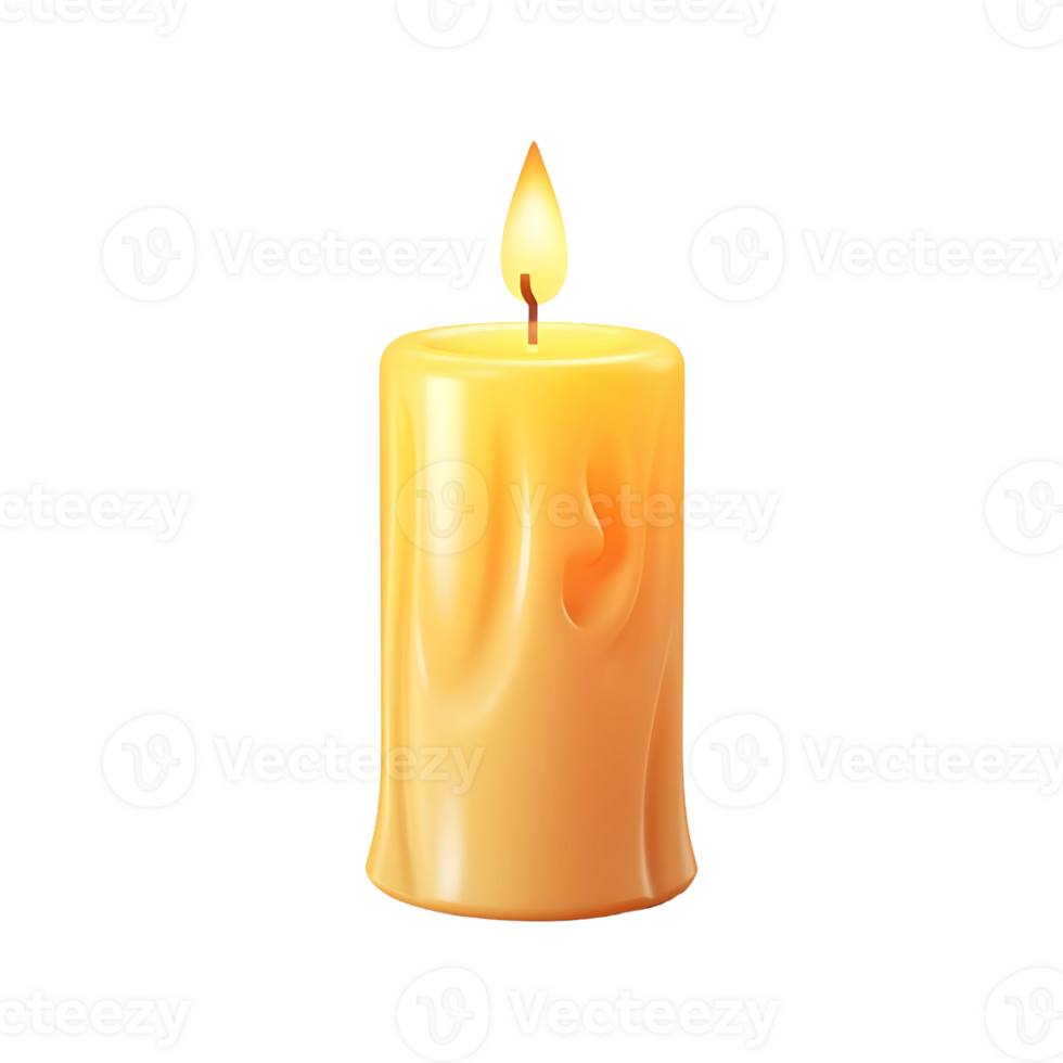 AI generated 3d Burning Candle isolated on transparent background, AI png