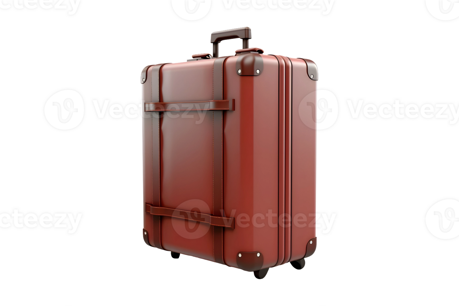 AI generated Brown Travel Suitcase isolated on transparent background, AI png